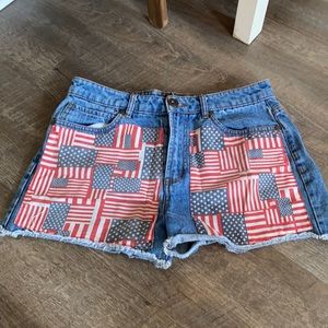 High waisted american flag shorts
